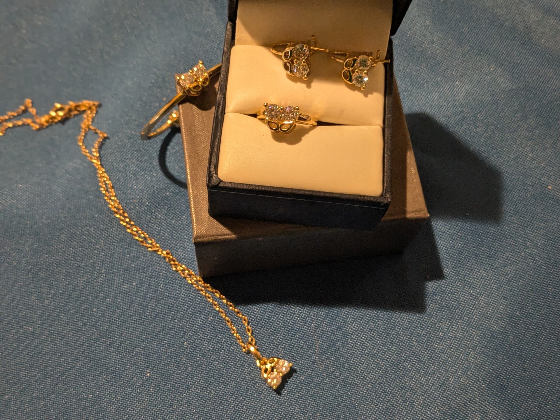 Babies Gold Plated Necklace, Earrings, Ring and Bracelet with Beautiful CZ Butterfly Design