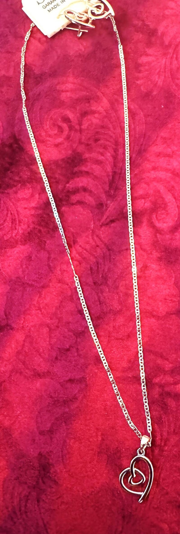 Women Gold Plated Necklace and Earrings with Beautiful Heart in a Heart Design
