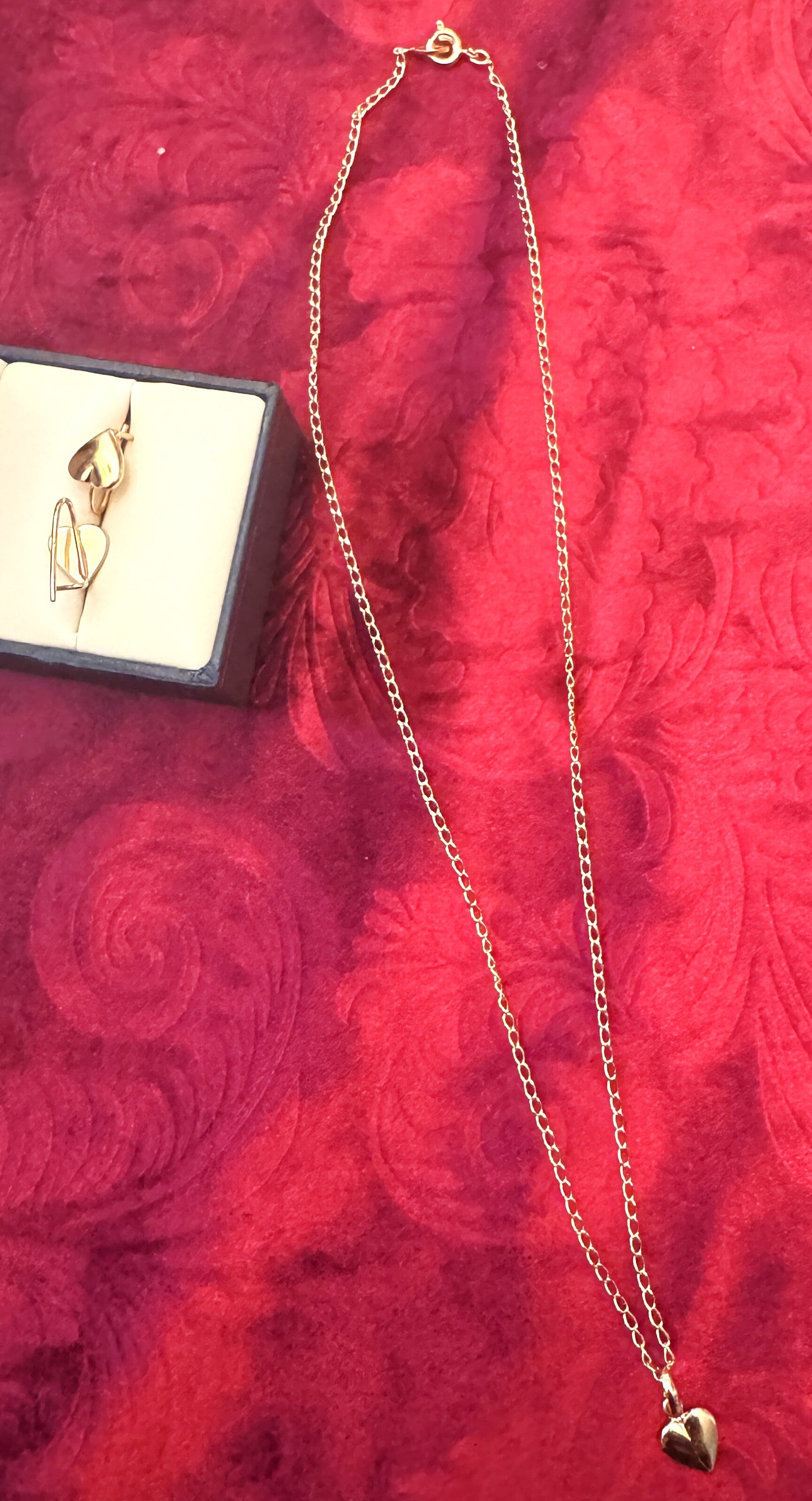 Woman Gold Plated Necklace and Earrings with Beautiful Solid Heart  Design