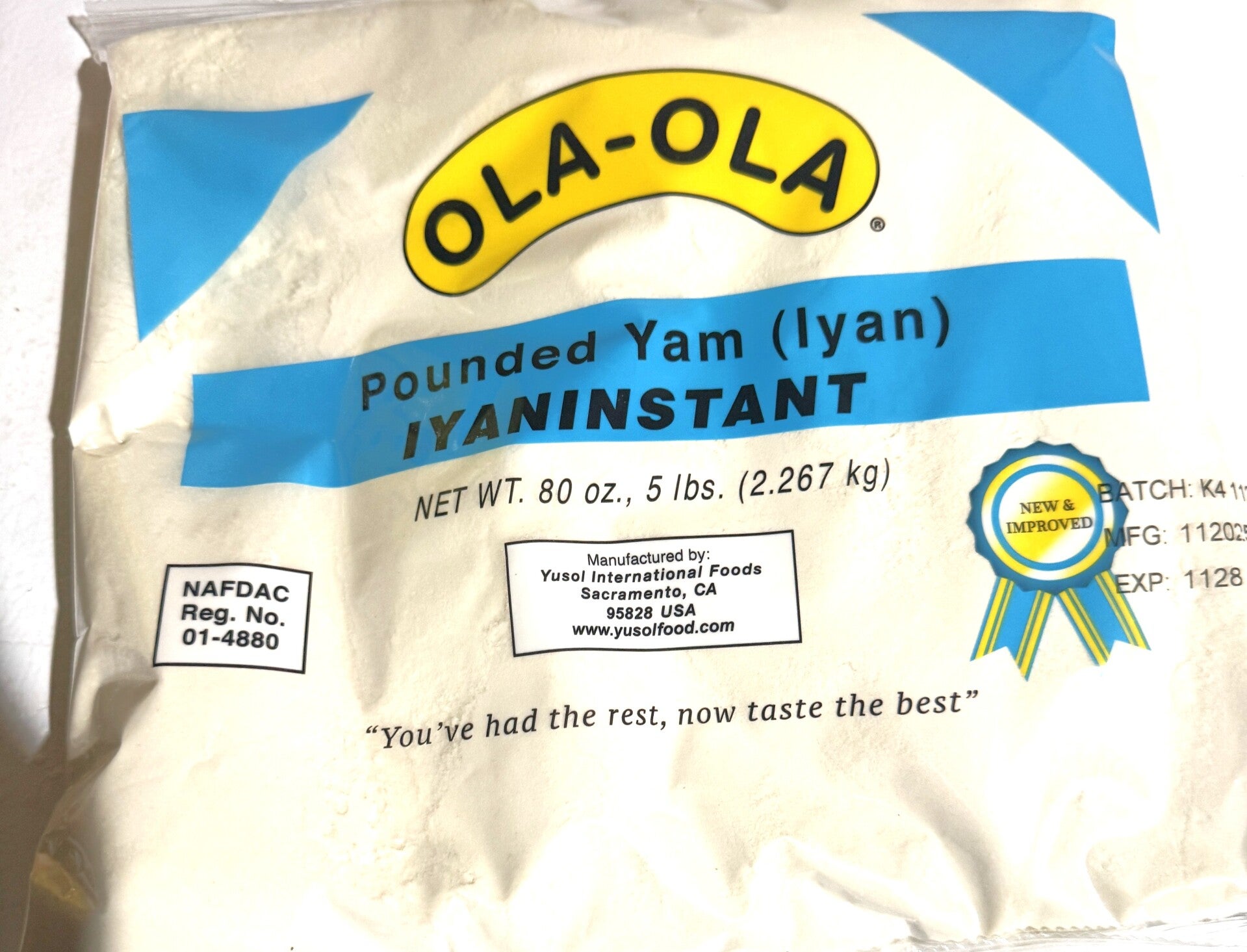 OLA OLA POUNDED YAM (IYAN)  5 POUND BAG