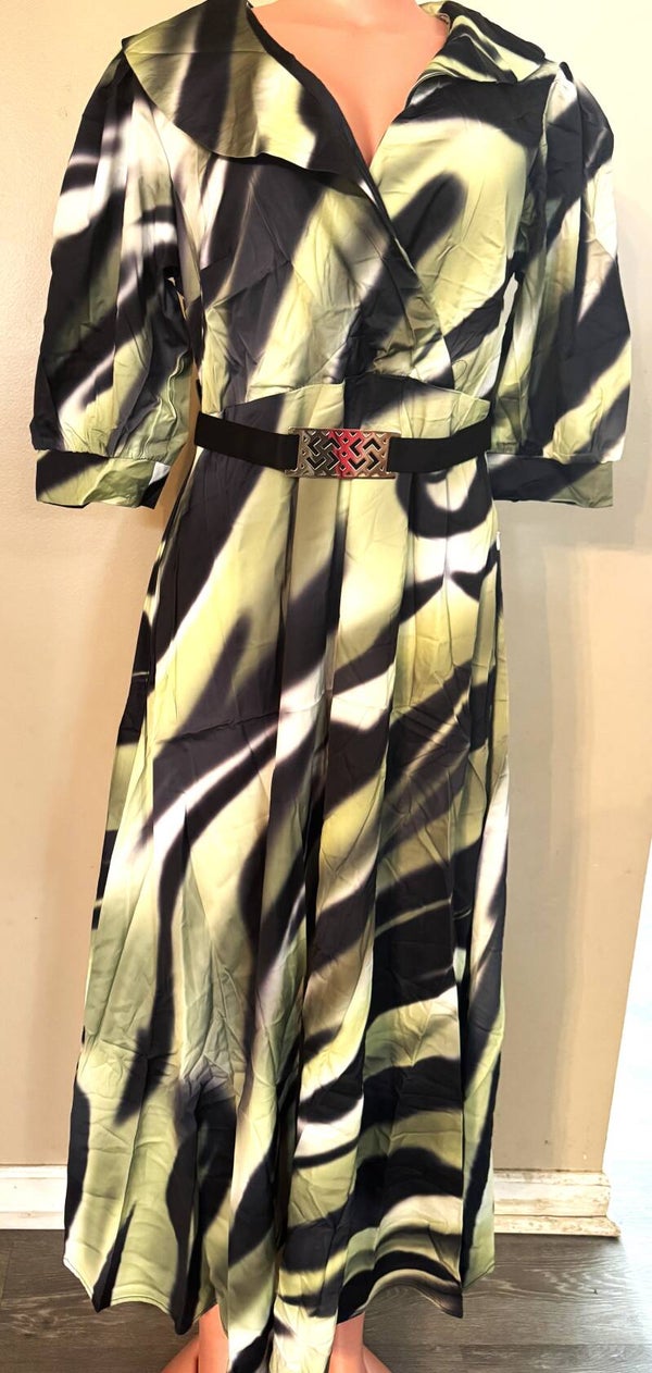 Beautiful Dress Wide Sleeve Dress  With Belt