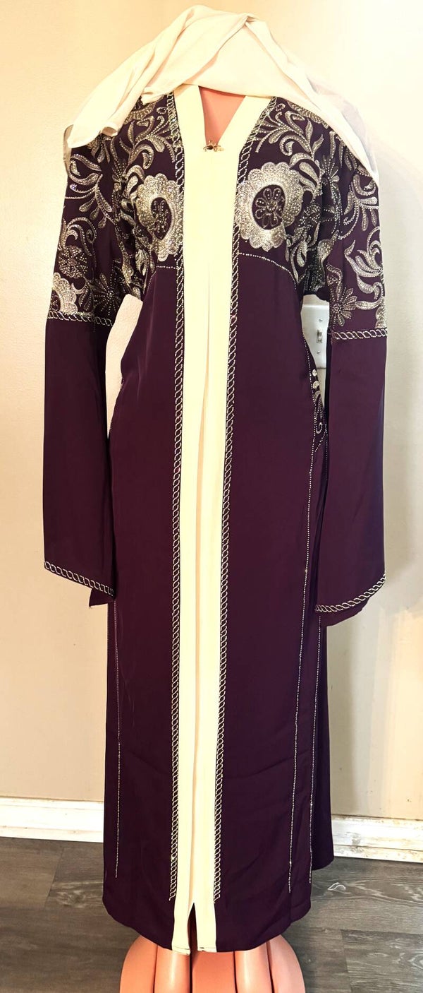 Elegant Abaya Dress With Hair Scarf