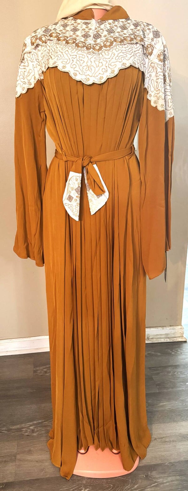 Elegant Abaya Dress With Belt Tie and Hair Scarf