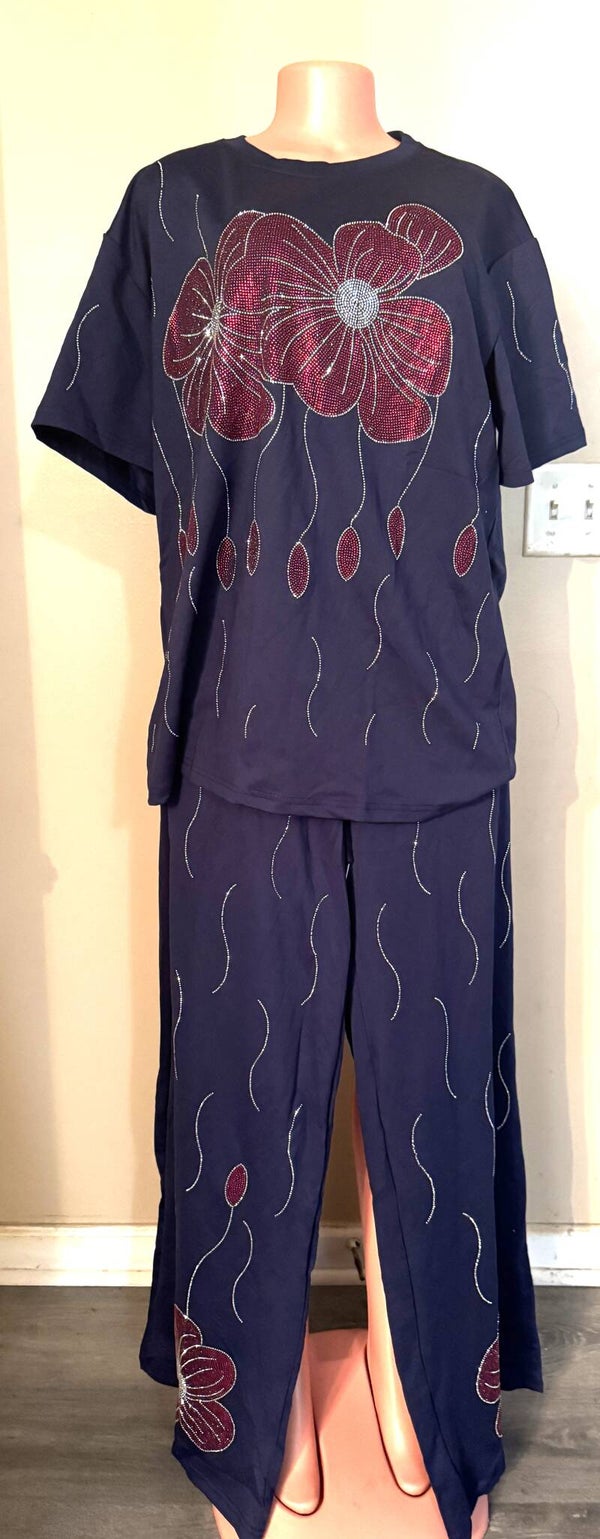 Women Top and Pant Set With Pockets n Tie String