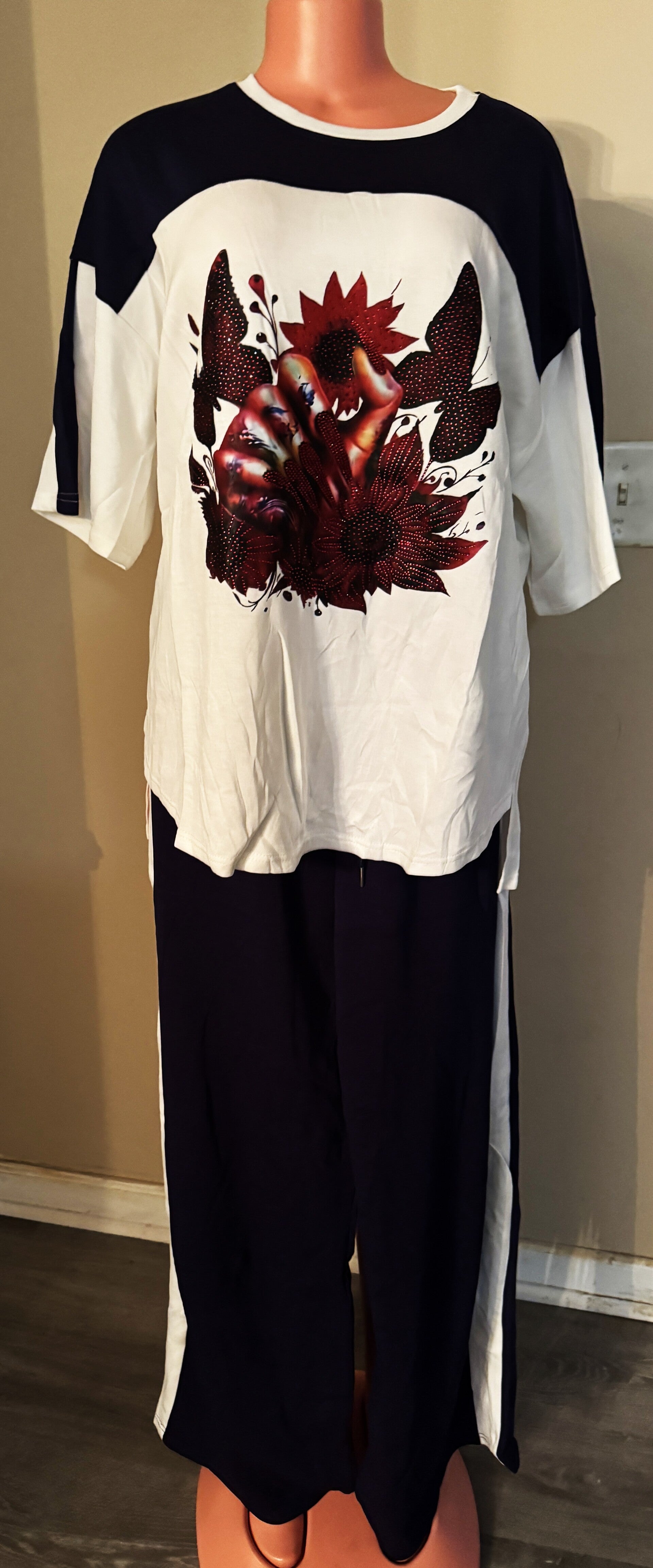 Women Top and Pant Set With Pockets n Tie String