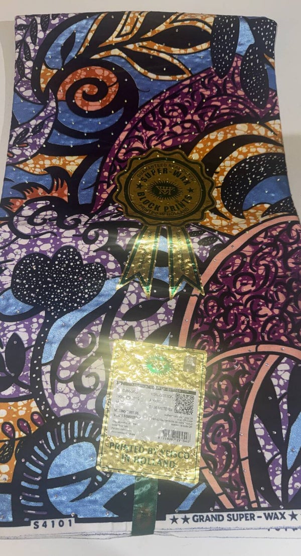 GRAND SUPER-WAX-BLOCK PRINTS 6 YARDS PRINTED BY VLISCO IN HOLLAND