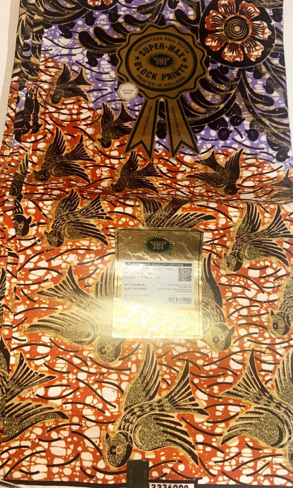 GRAND SUPER-WAX-BLOCK PRINTS 6 YARDS PRINTED BY VLISCO IN HOLLAND