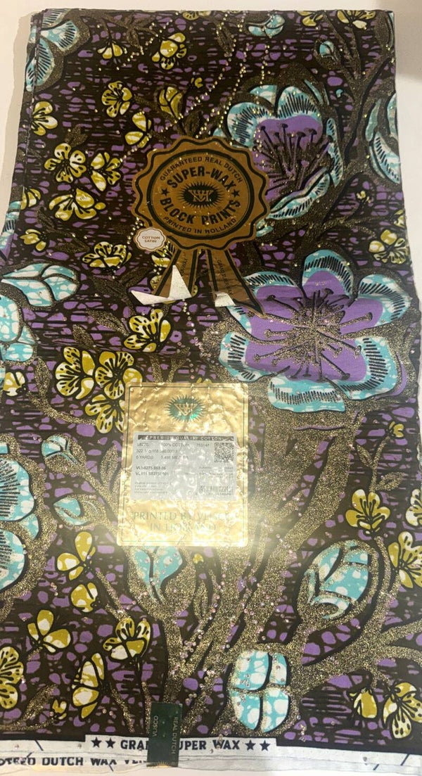 GRAND SUPER-WAX-BLOCK PRINTS 6 YARDS PRINTED BY VLISCO IN HOLLAND