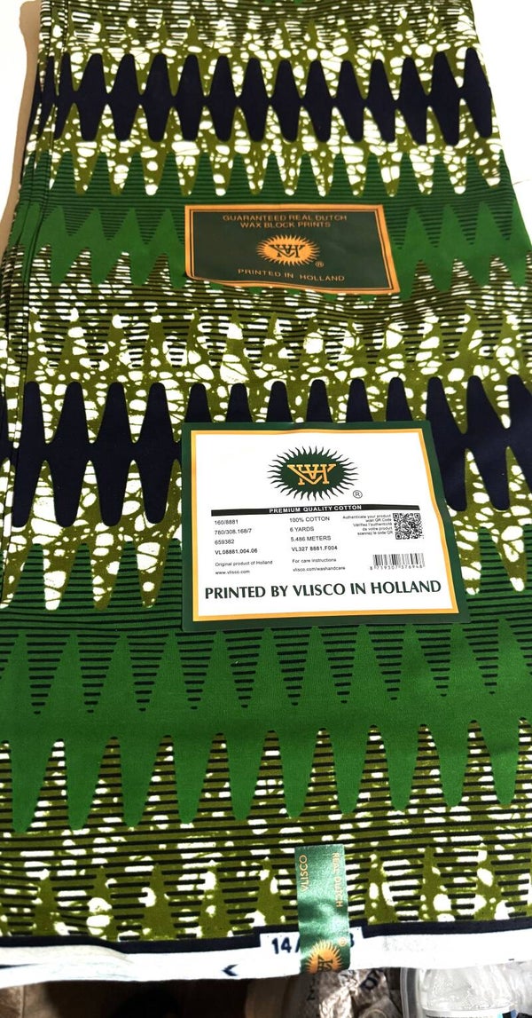 GUARANTEED REAL DUTCH VERITABLE WAX BLOCK PRINTS 6 YARDS PRINTED BY VLISCO IN HOLLAND
