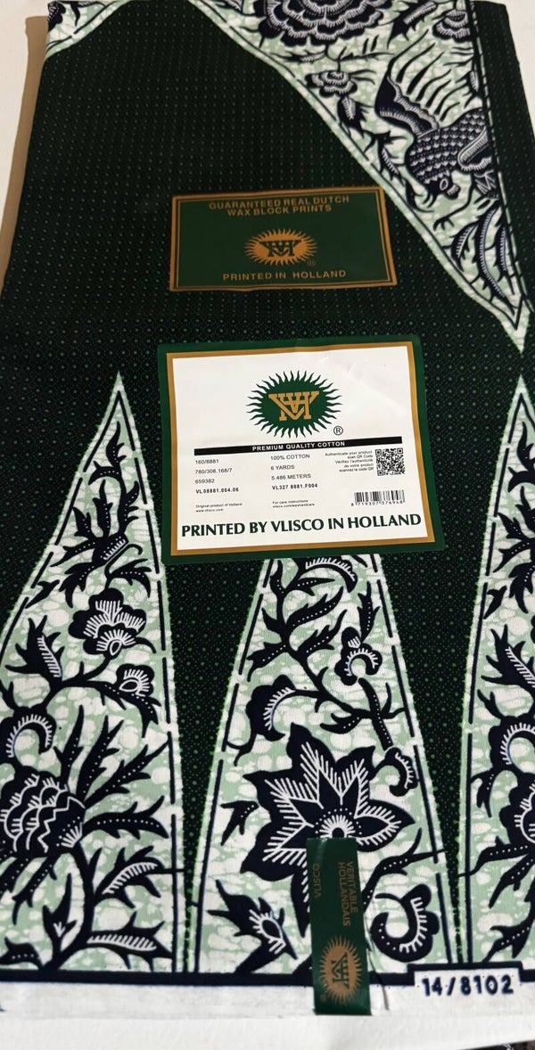 GUARANTEED REAL DUTCH VERITABLE WAX BLOCK PRINTS 6 YARDS PRINTED BY VLISCO IN HOLLAND