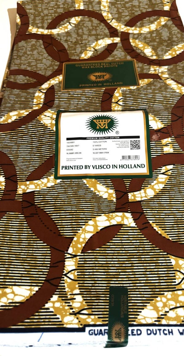 GUARANTEED REAL DUTCH VERITABLE WAX BLOCK PRINTS 6 YARDS PRINTED BY VLISCO IN HOLLAND