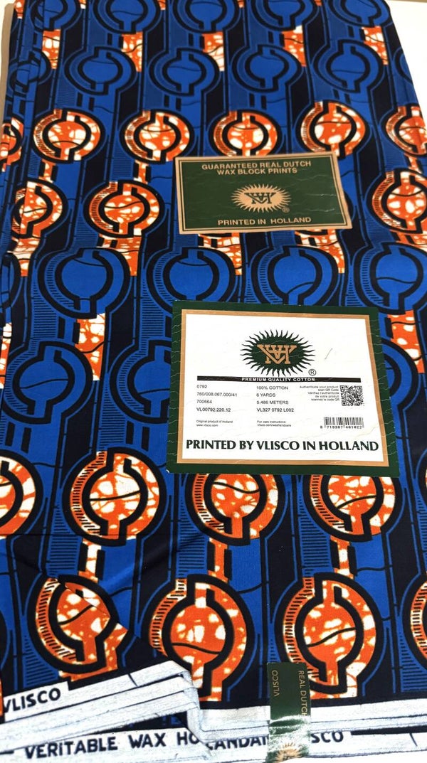 GUARANTEED REAL DUTCH VERITABLE WAX BLOCK PRINTS 6 YARDS PRINTED BY VLISCO IN HOLLAND