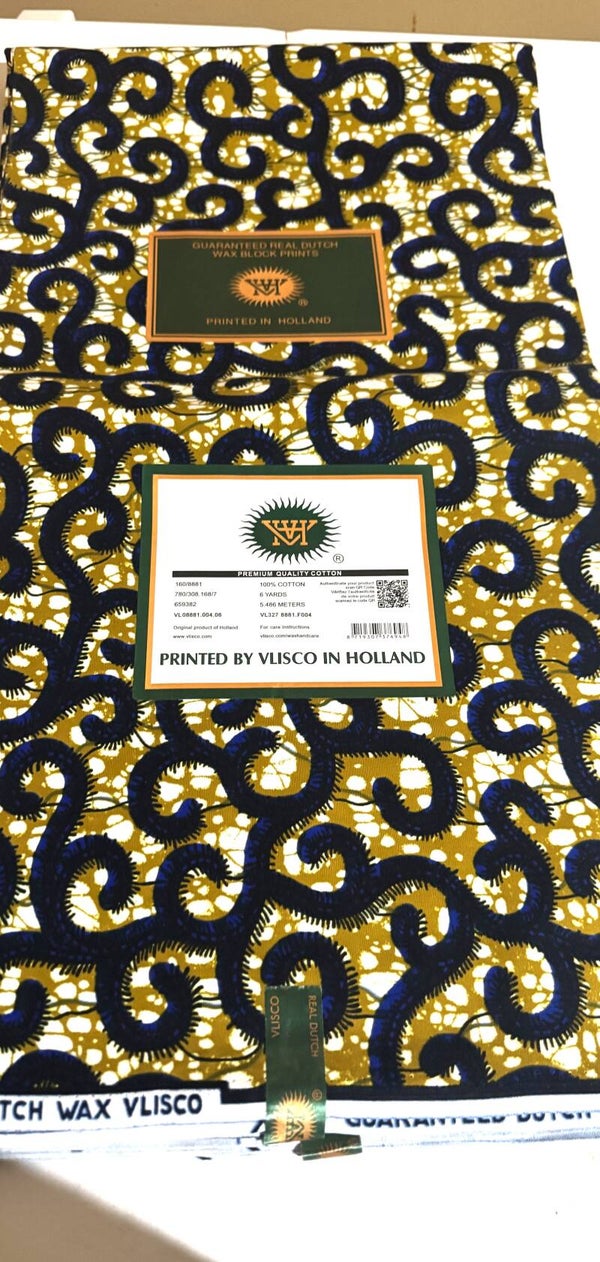GUARANTEED REAL DUTCH VERITABLE WAX BLOCK PRINTS 6 YARDS PRINTED BY VLISCO IN HOLLAND