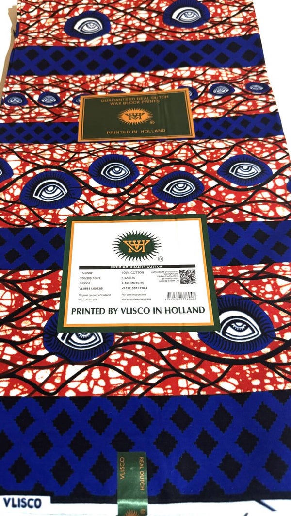 GUARANTEED REAL DUTCH VERITABLE WAX BLOCK PRINTS 6 YARDS PRINTED BY VLISCO IN HOLLAND