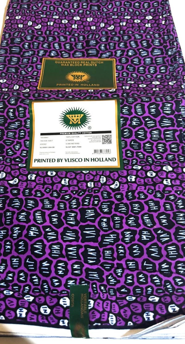 GUARANTEED REAL DUTCH VERITABLE WAX BLOCK PRINTS 6 YARDS PRINTED BY VLISCO IN HOLLAND