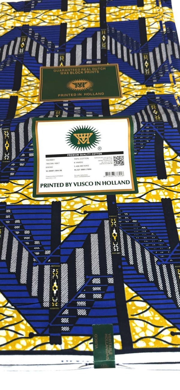 GUARANTEED REAL DUTCH VERITABLE WAX BLOCK PRINTS 6 YARDS PRINTED BY VLISCO IN HOLLAND