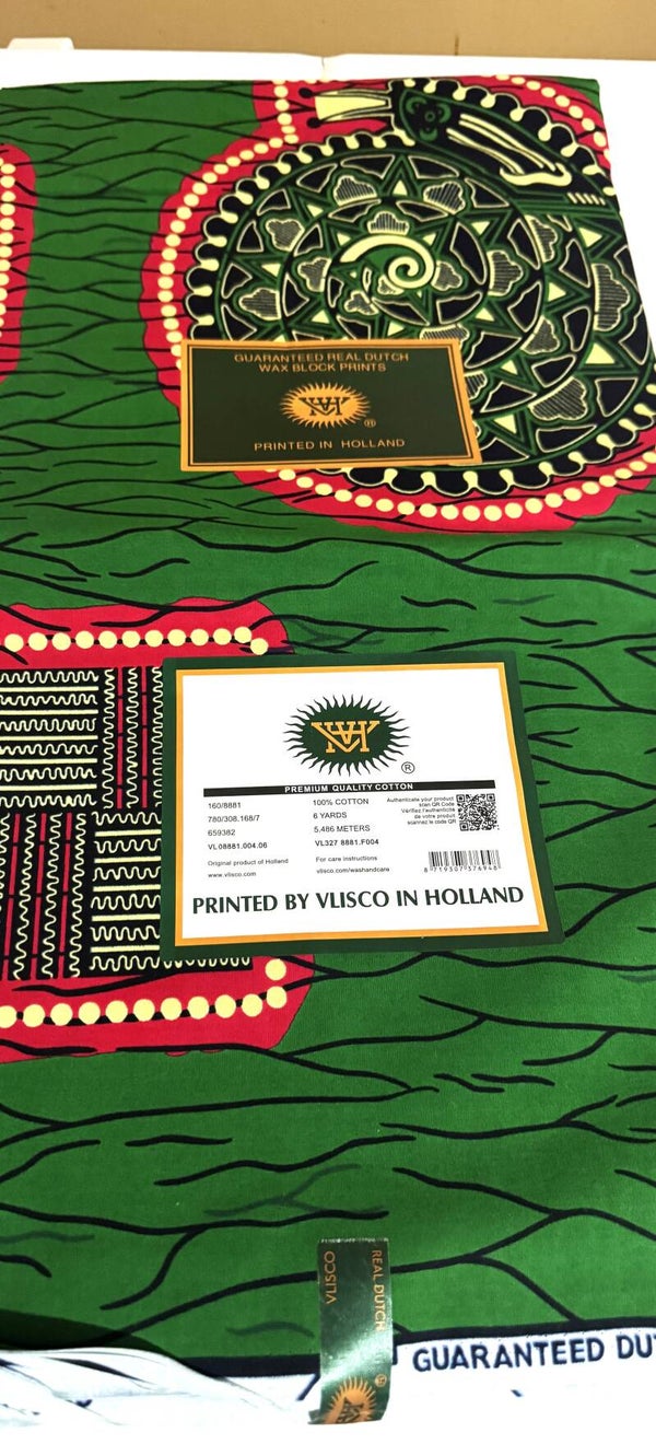 GUARANTEED REAL DUTCH VERITABLE WAX BLOCK PRINTS 6 YARDS PRINTED BY VLISCO IN HOLLAND
