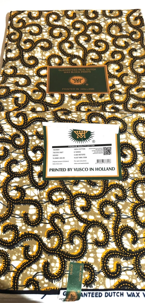 GUARANTEED REAL DUTCH VERITABLE WAX BLOCK PRINTS 6 YARDS PRINTED BY VLISCO IN HOLLAND