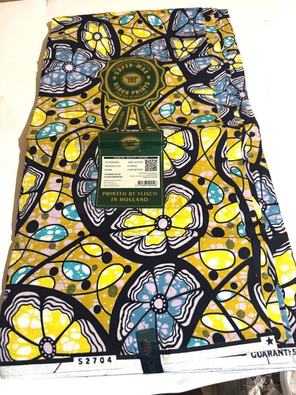 DUTCH VERITABLE SUPER-WAX-BLOCK PRINTS 6 YARDS PRINTED BY VLISCO IN HOLLAND