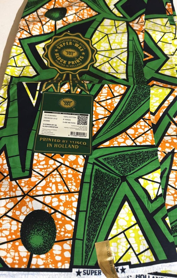 DUTCH VERITABLE SUPER-WAX-BLOCK PRINTS 6 YARDS PRINTED BY VLISCO IN HOLLAND