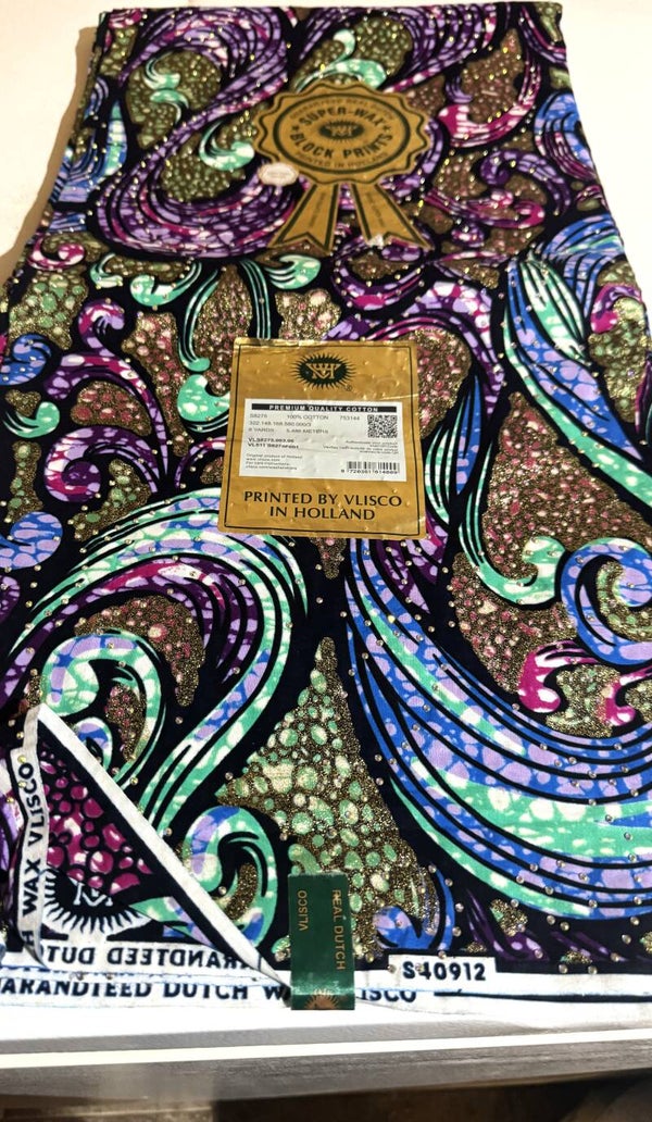 GRAND SUPER-WAX-BLOCK PRINTS 6 YARDS PRINTED BY VLISCO IN HOLLAND