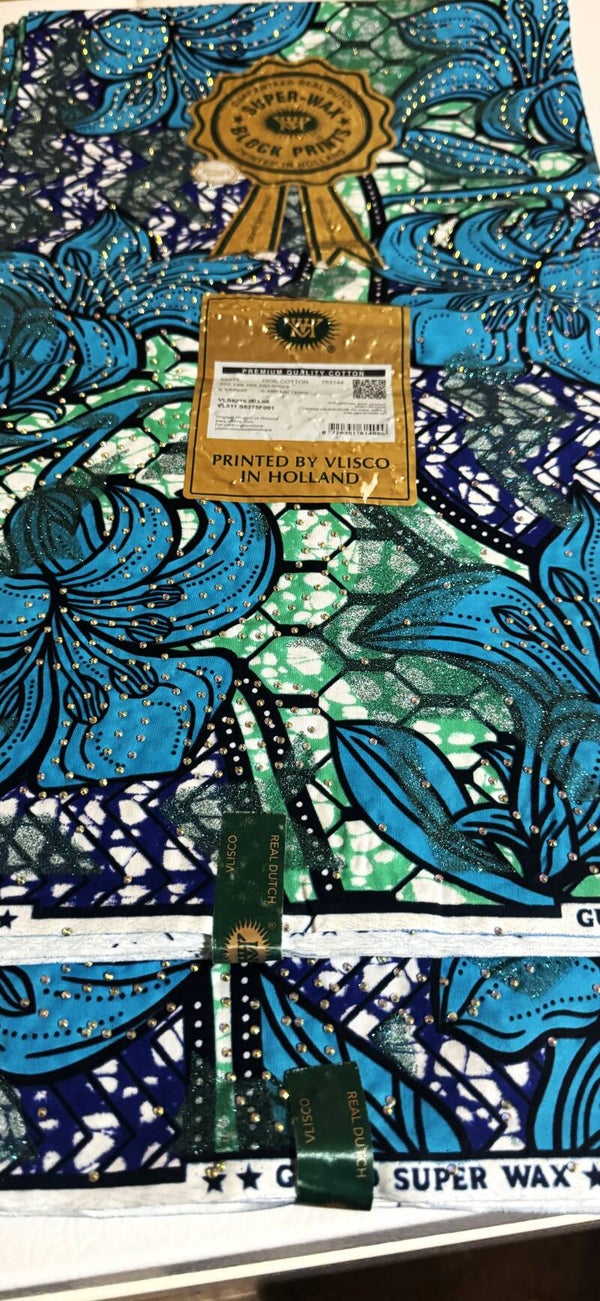 GRAND SUPER-WAX-BLOCK PRINTS 6 YARDS PRINTED BY VLISCO IN HOLLAND