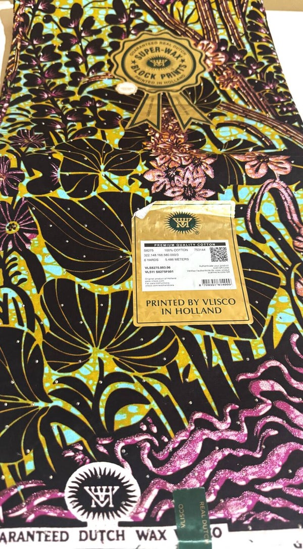 GRAND SUPER-WAX-BLOCK PRINTS 6 YARDS PRINTED BY VLISCO IN HOLLAND