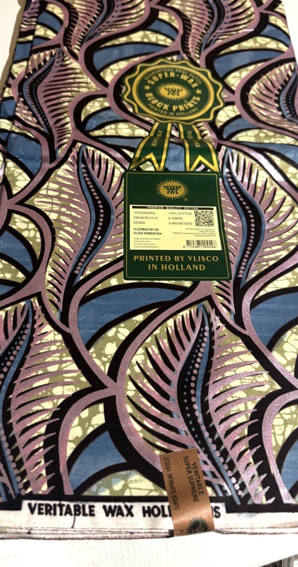GRAND SUPER-WAX-BLOCK PRINTS 6 YARDS PRINTED BY VLISCO IN HOLLAND