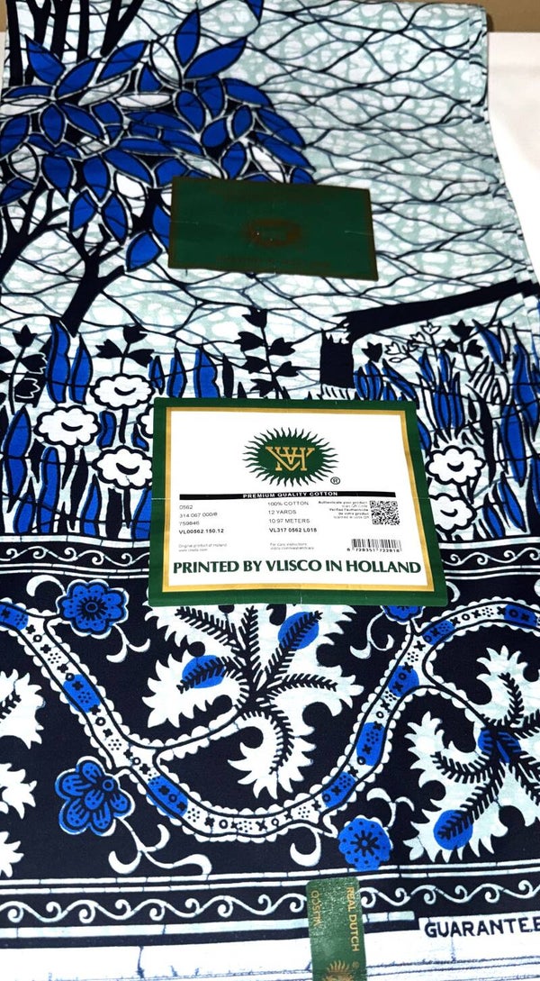 VERITABLE WAX PRINTS 6 YARDS PRINTED BY VLISCO IN HOLLAND