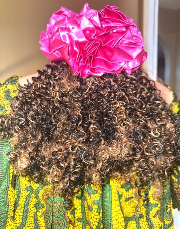 10 inch Curley light Brown and Black back cap