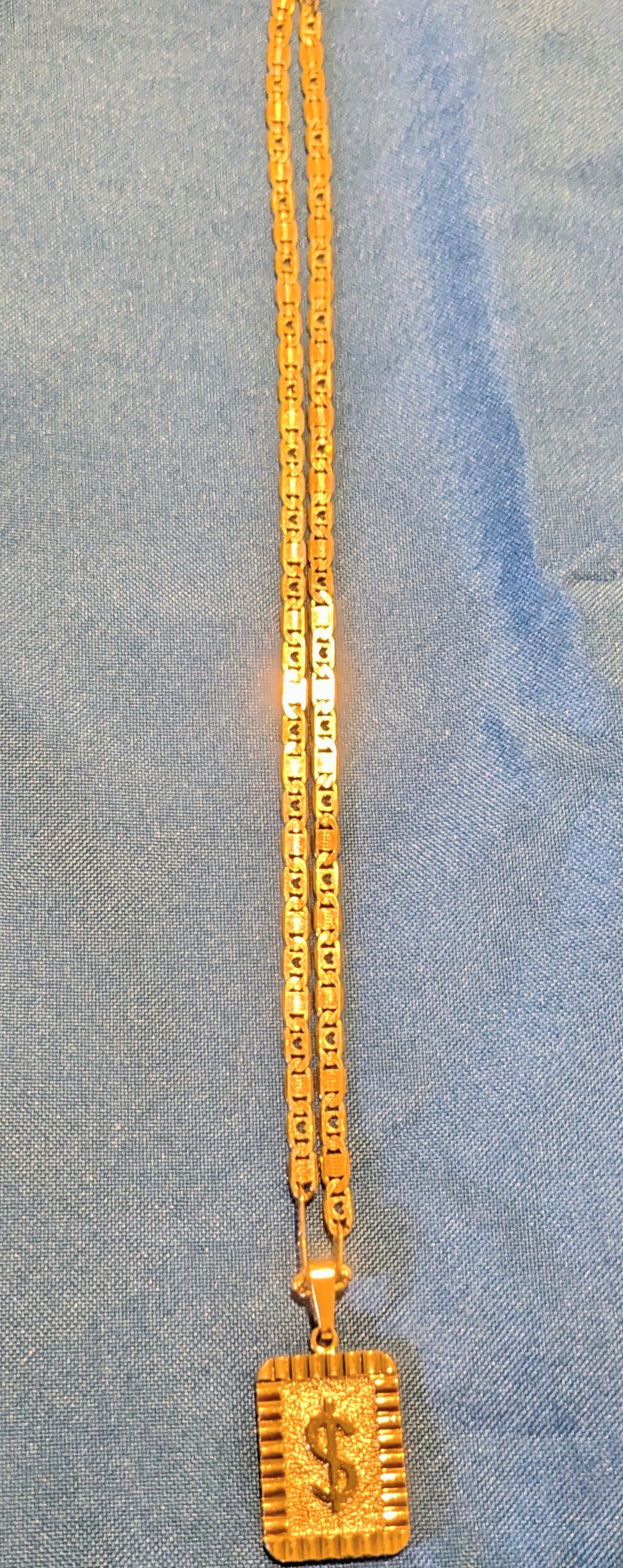 Mans Gold Plated Chain with Money sign logo