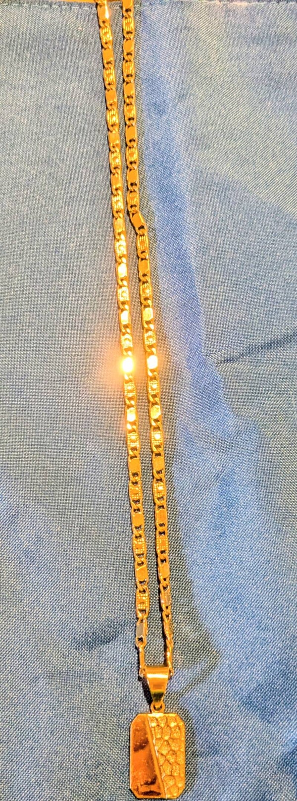 Mans Gold Plated Chain with Plain/Nugget style Charm