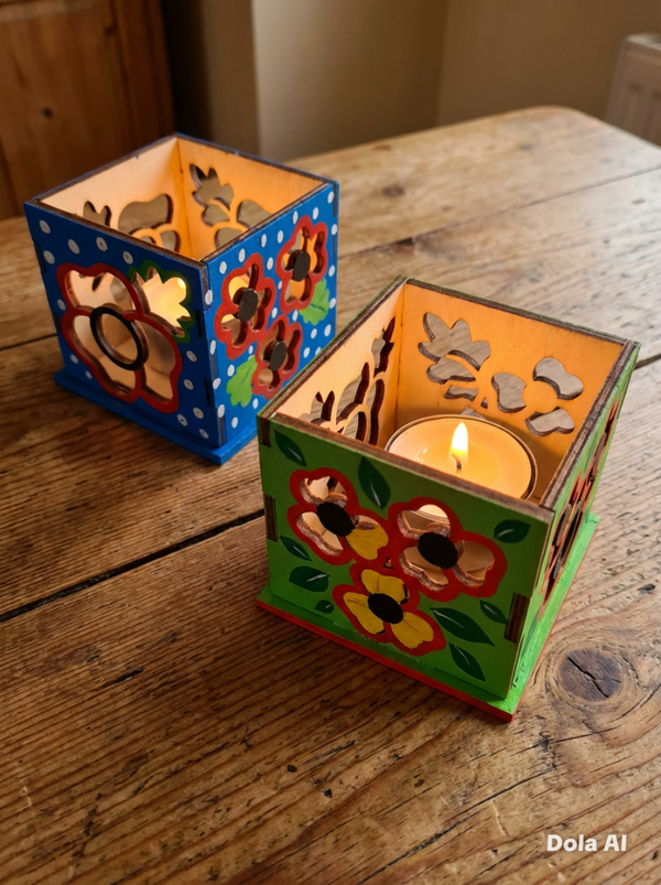 Craft Poppy Wooden Tealight Holder