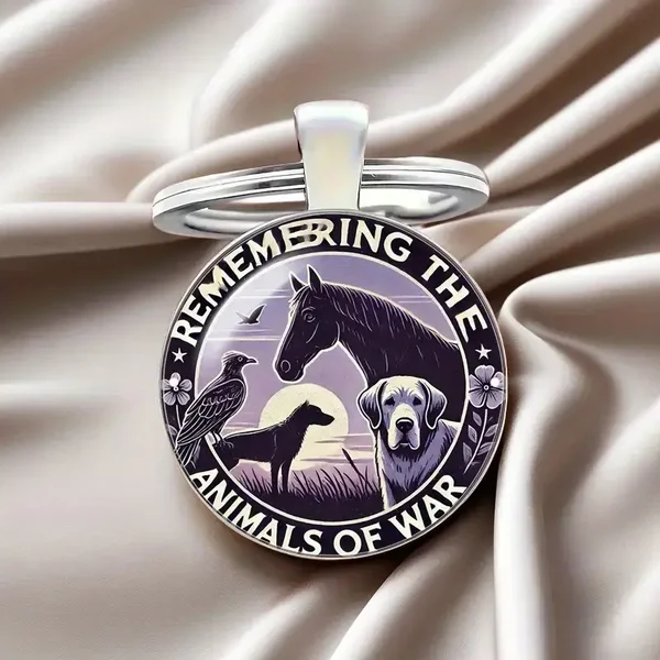 Vintage Thoughtful Animals of War Keychain