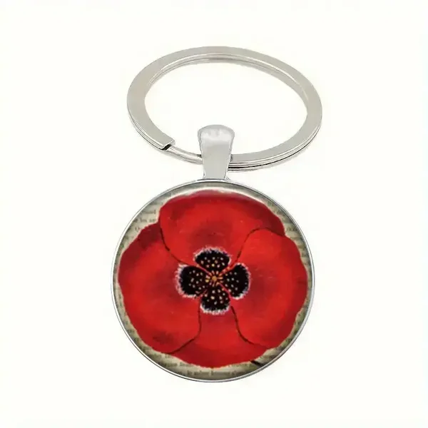 Vintage Retro Poppy Keychain