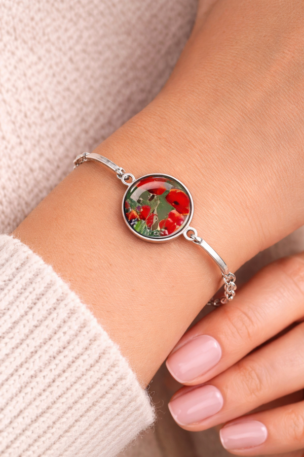Remembrance Poppy Stainless Steel Bracelets