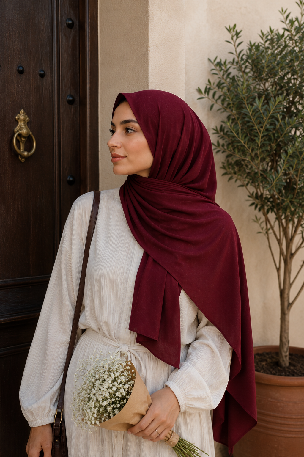 Burgundy Premium Jersey Hijab