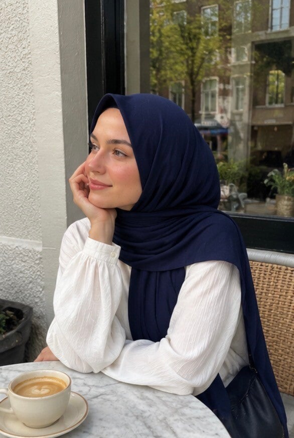 Navy Premium Jersey Hijab