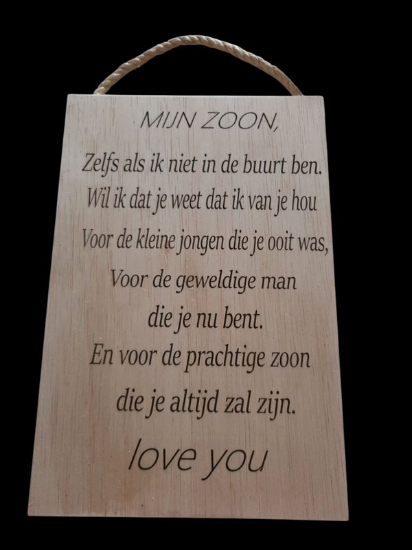 Mijn zoon zelfs