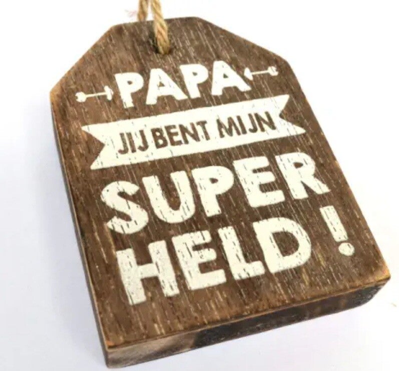 Hangend label papa superheld