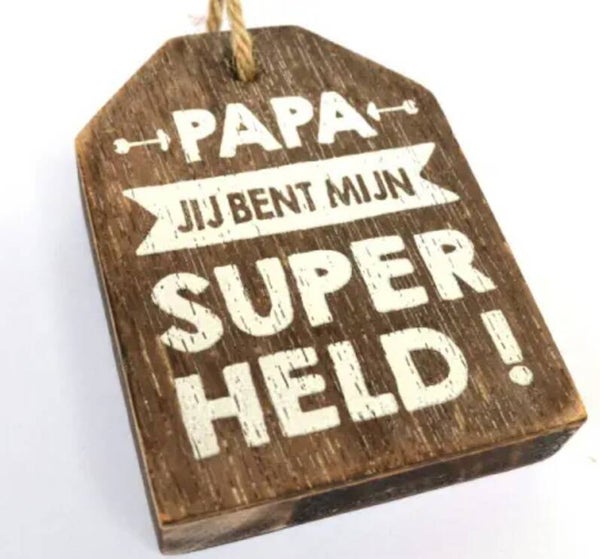 Hangend label papa superheld