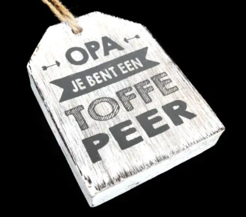 Hangend label opa toffe peer
