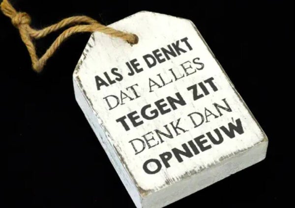 Hangend label, als je denkt