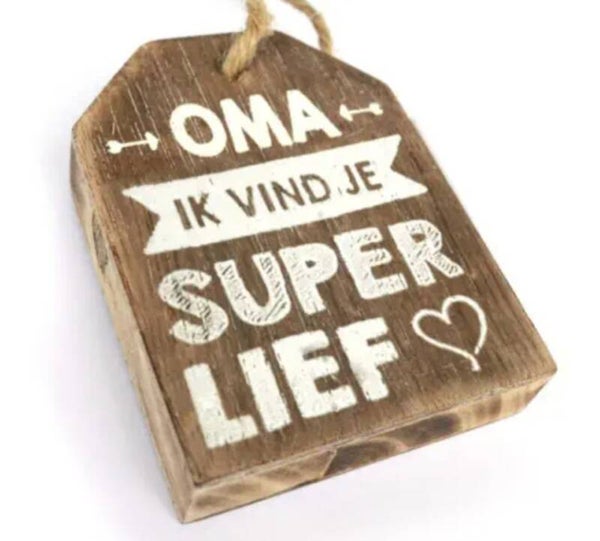 Hangend label, oma superlief