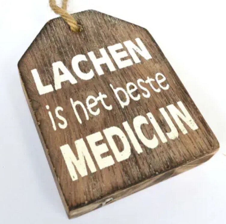 Hangend label, lachen