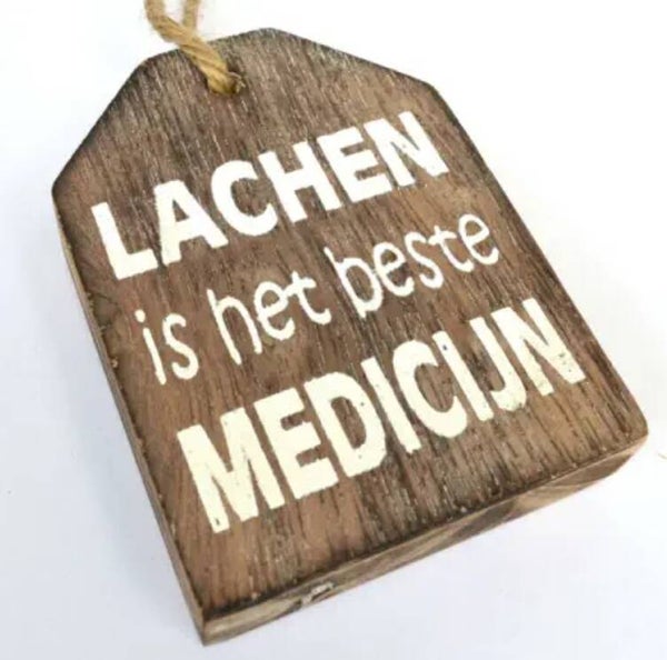 Hangend label, lachen