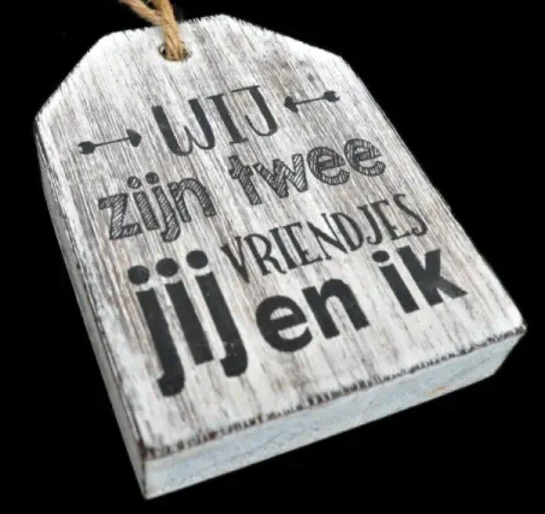 Hangend label, wij zijn twee vriendjes