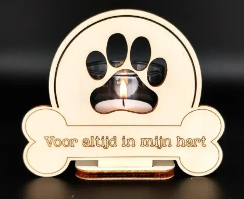 Waxinehouder, voor altijd in mijn hart (hond)