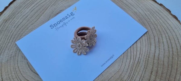 Elastiekjes - Madelief zand/goud (nieuw) Beige/Bruin