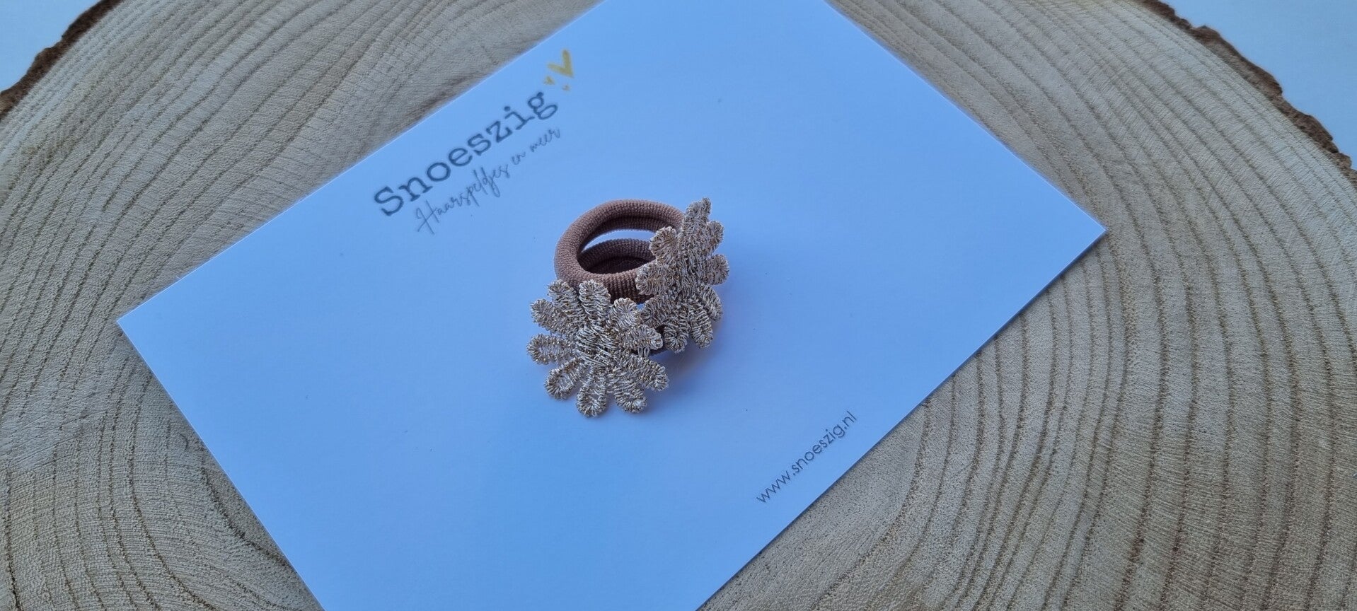 Elastiekjes - Madelief zand/goud (nieuw) Beige/Bruin